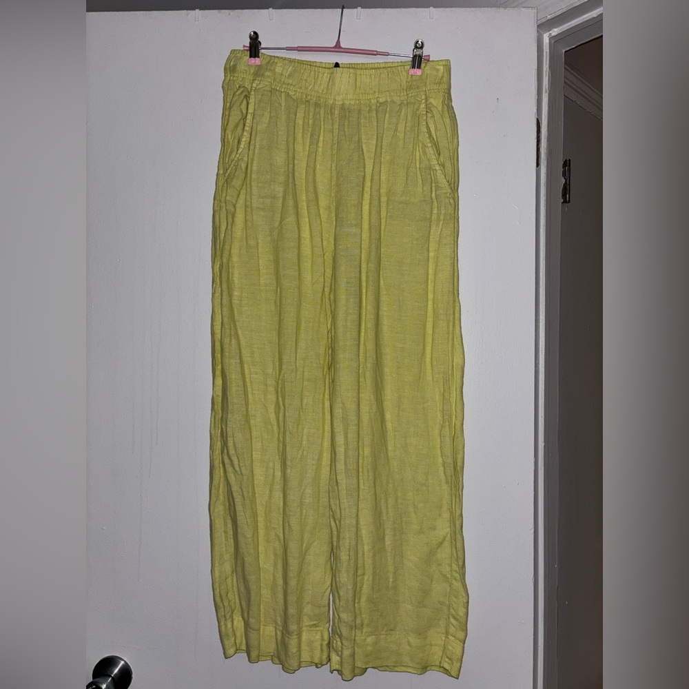 Yellow Wide-Leg Pants 100% Linen